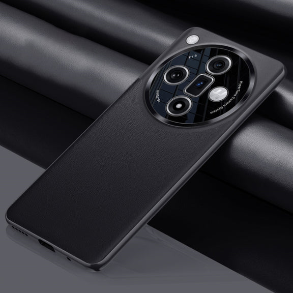 For OPPO Find X7 Plain-leather All-inclusive Shockproof Phone Case(Black)