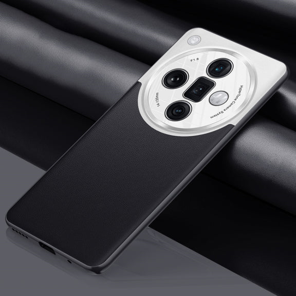 For OPPO  Find X7 Ultra Plain-leather All-inclusive Shockproof Phone Case(Silver)