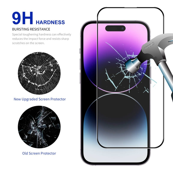 For iPhone 14 Pro Max ENKAY Easy Install High Alumina Silicon Full Glass Film