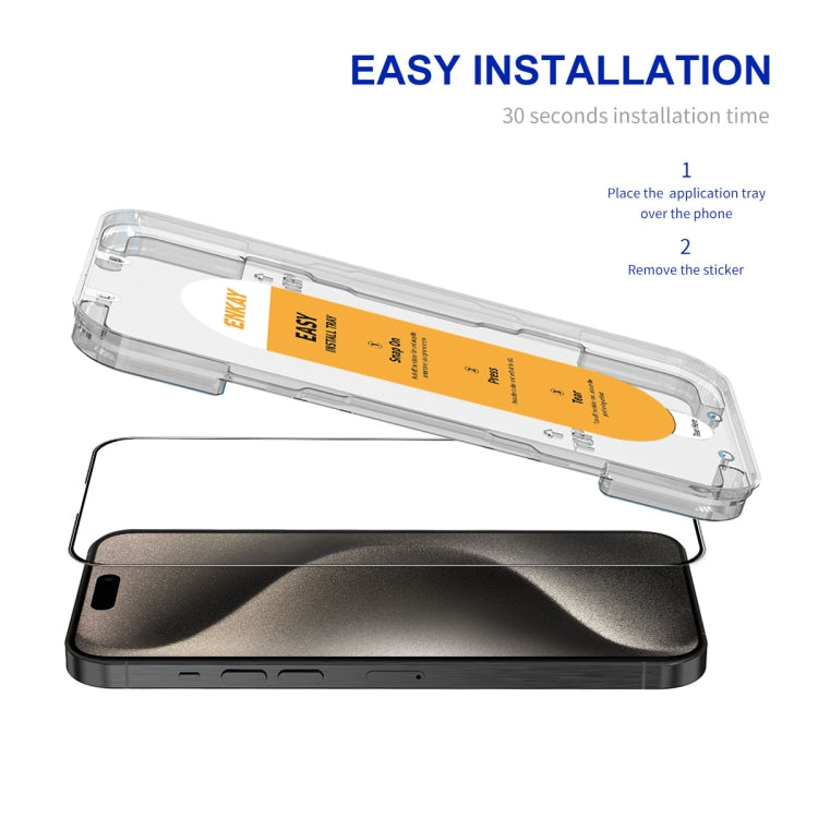 For iPhone 15 Pro Max ENKAY Easy Install High Alumina Silicon Full Glass Film