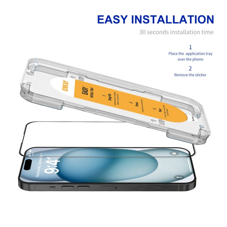 For iPhone 15 ENKAY Easy Install High Alumina Silicon Full Glass Film