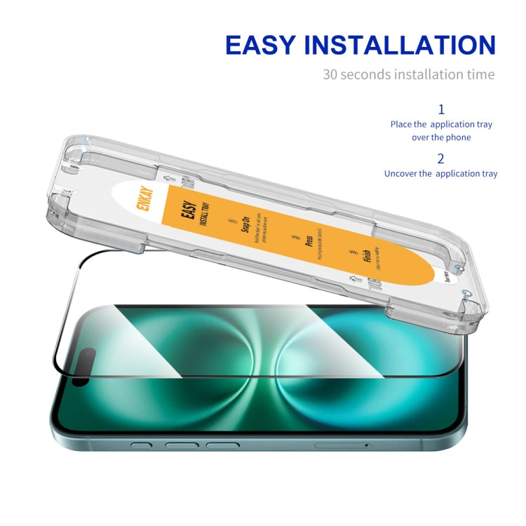 For iPhone 16 Plus ENKAY Easy Install High Alumina Silicon Full Glass Film