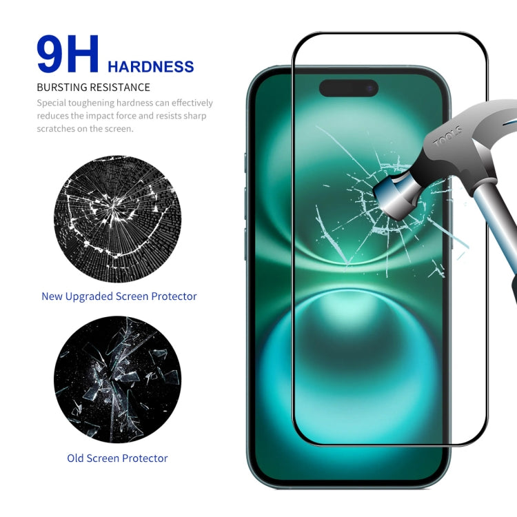 For iPhone 16 Plus ENKAY Easy Install High Alumina Silicon Full Glass Film