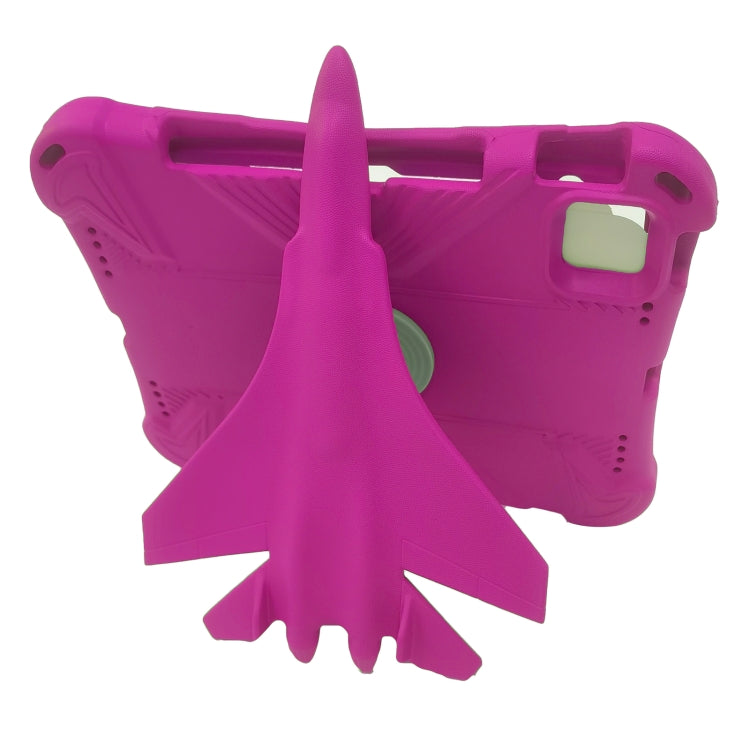 For iPad Pro 11 2024 360 Rotation Aircraft Holder EVA Shockproof Tablet Case(RoseRed)