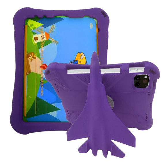For iPad Pro 11 2024 360 Rotation Aircraft Holder EVA Shockproof Tablet Case(Purple)