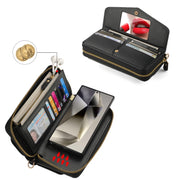 For Samsung Galaxy S24 Ultra 5G Crossbody Multi-functional Zipper Wallet Litchi Leather Phone Case(Black)
