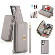 For Samsung Galaxy S24+ 5G Crossbody Multi-functional Zipper Wallet Litchi Leather Phone Case(Grey) - Galaxy S24+ 5G Cases by PMC Jewellery | Online Shopping South Africa | PMC Jewellery | Buy Now Pay Later Mobicred