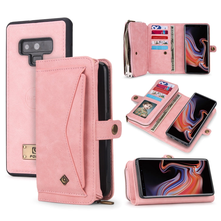 For Samsung Galaxy Note9 Multi-functional Zipper Wallet Leather Phone Case(Pink)