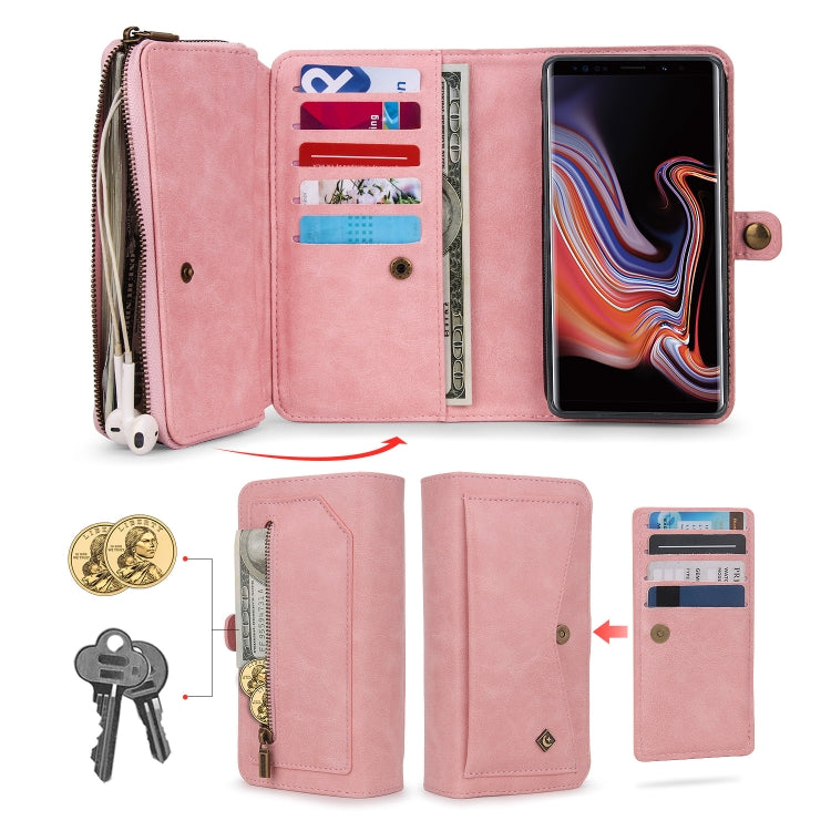 For Samsung Galaxy Note9 Multi-functional Zipper Wallet Leather Phone Case(Pink)