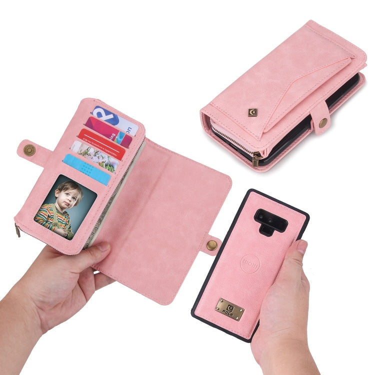 For Samsung Galaxy Note9 Multi-functional Zipper Wallet Leather Phone Case(Pink)