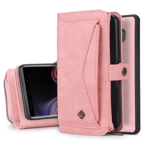 For Samsung Galaxy Note9 Multi-functional Zipper Wallet Leather Phone Case(Pink)
