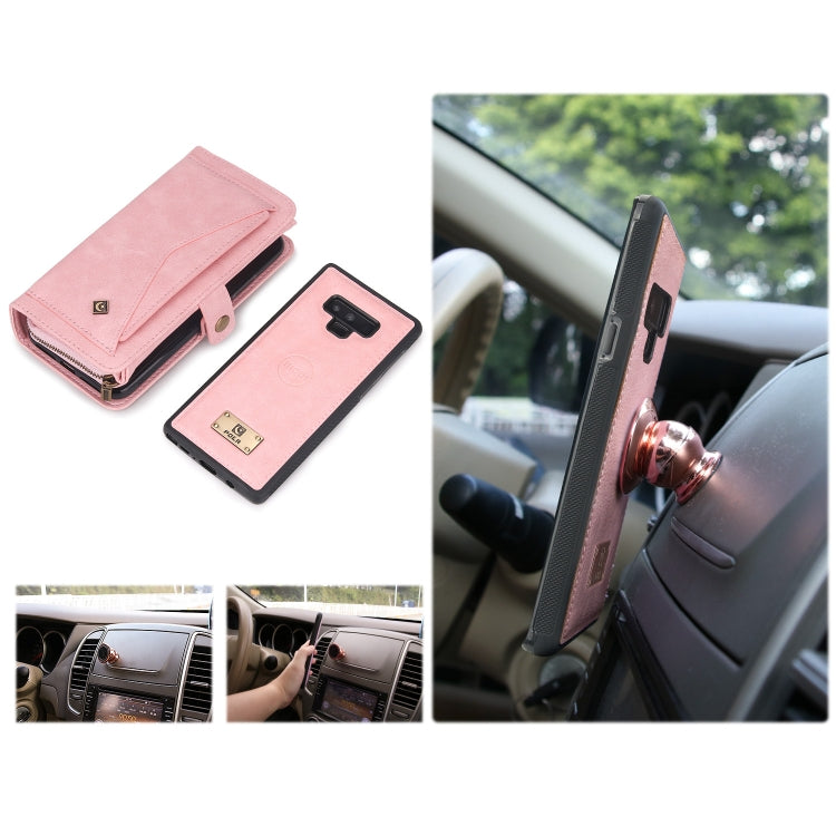 For Samsung Galaxy Note9 Multi-functional Zipper Wallet Leather Phone Case(Pink)