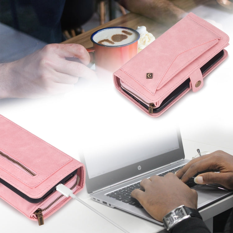 For Samsung Galaxy Note9 Multi-functional Zipper Wallet Leather Phone Case(Pink)