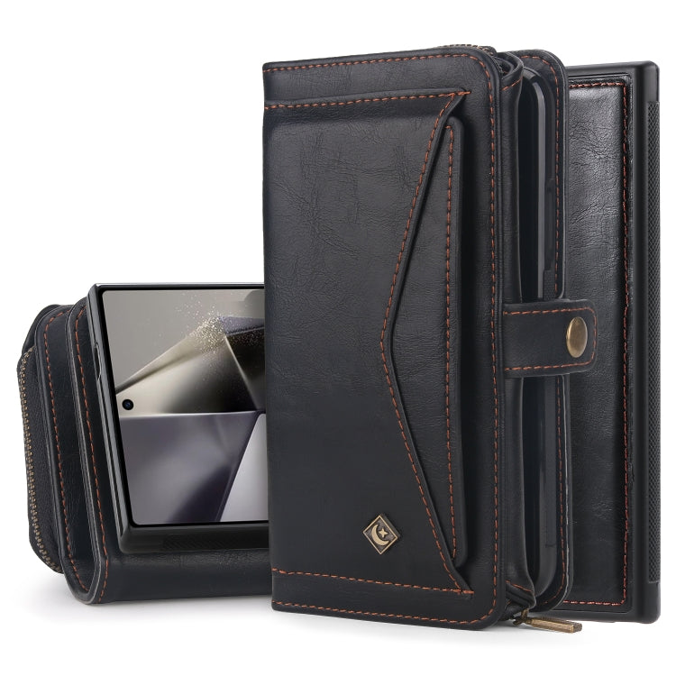 For Samsung Galaxy S24 Ultra 5G Multi-functional Zipper Wallet Leather Phone Case(Black)