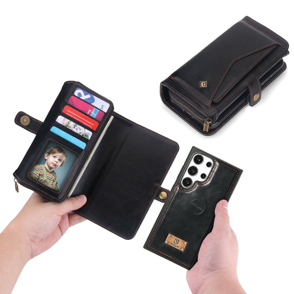 For Samsung Galaxy S24+ 5G Multi-functional Zipper Wallet Leather Phone Case(Black)