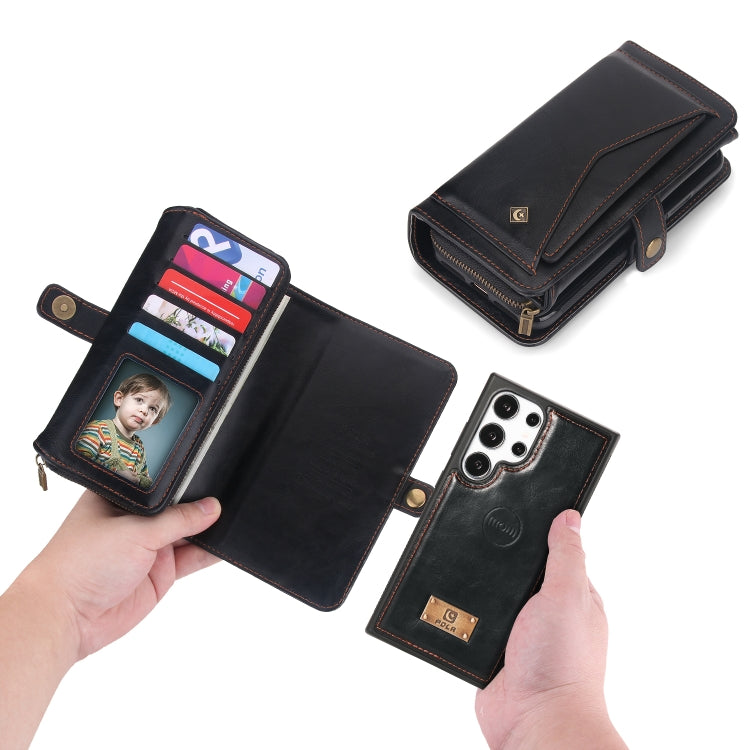 For Samsung Galaxy S24+ 5G Multi-functional Zipper Wallet Leather Phone Case(Black)