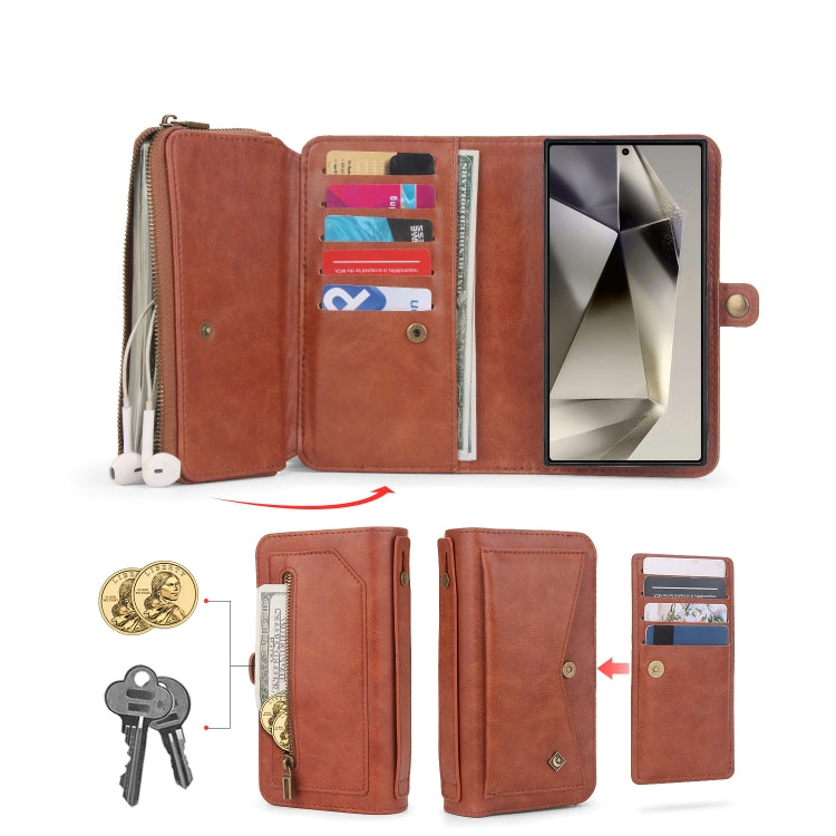 For Samsung Galaxy S24+ 5G Multi-functional Zipper Wallet Leather Phone Case(Orange)