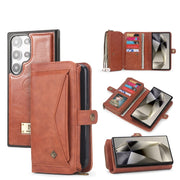 For Samsung Galaxy S24+ 5G Multi-functional Zipper Wallet Leather Phone Case(Orange)
