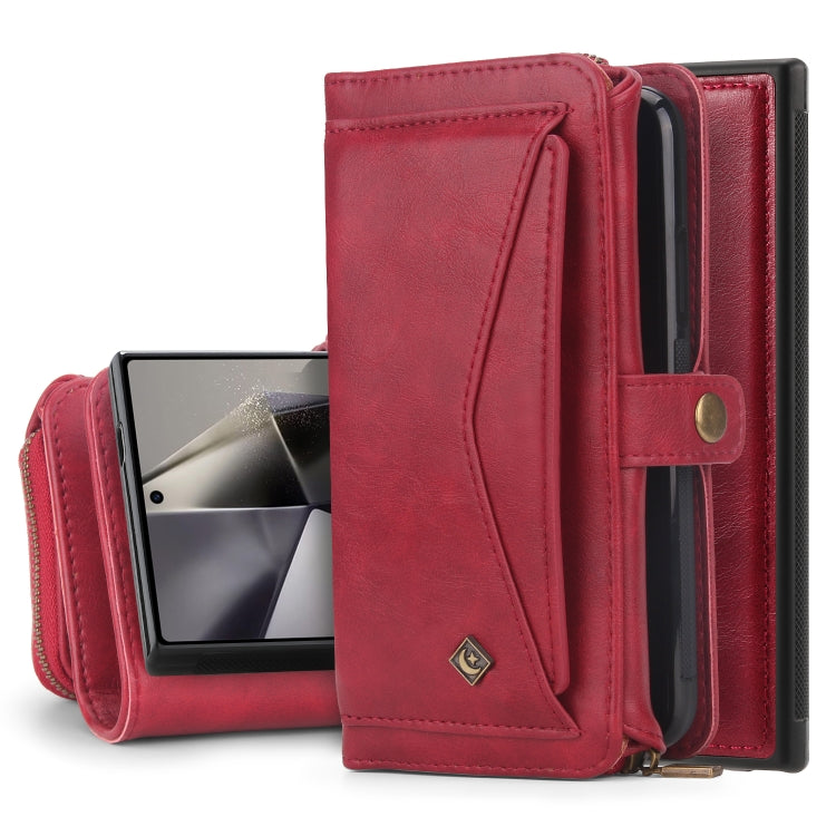 For Samsung Galaxy S24+ 5G Multi-functional Zipper Wallet Leather Phone Case(Red)