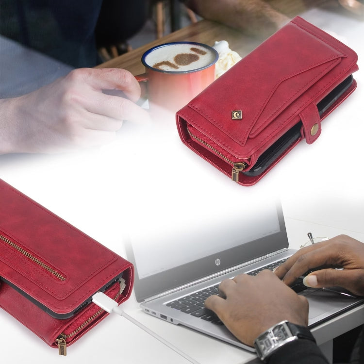 For Samsung Galaxy S24+ 5G Multi-functional Zipper Wallet Leather Phone Case(Red)