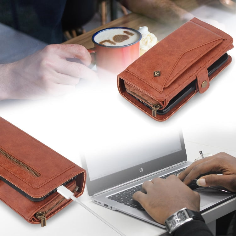 For Samsung Galaxy S24 5G Multi-functional Zipper Wallet Leather Phone Case(Orange)