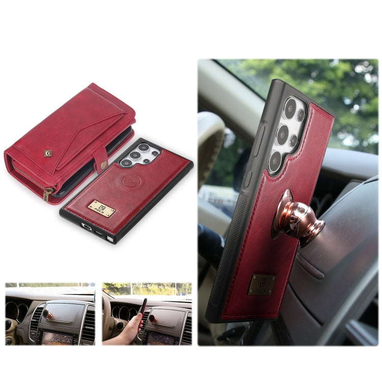 For Samsung Galaxy S24 5G Multi-functional Zipper Wallet Leather Phone Case(Red)