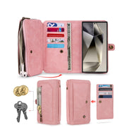 For Samsung Galaxy S24 5G Multi-functional Zipper Wallet Leather Phone Case(Pink)