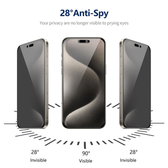 For iPhone 15 Pro Max 5pcs ENKAY Hat-Prince 360 Degree Anti-peeping Privacy Full Screen Tempered Glass Film