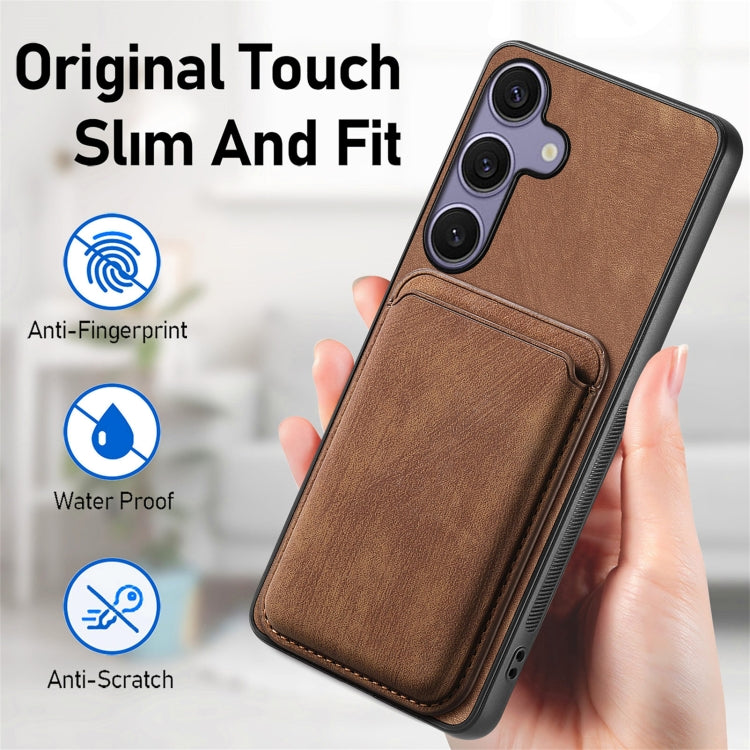For Samsung Galaxy S25 5G Retro Leather Card Bag Magnetic Phone Case(Brown)