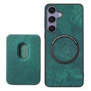 For Samsung Galaxy S25 5G Retro Leather Card Bag Magnetic Phone Case(Green)