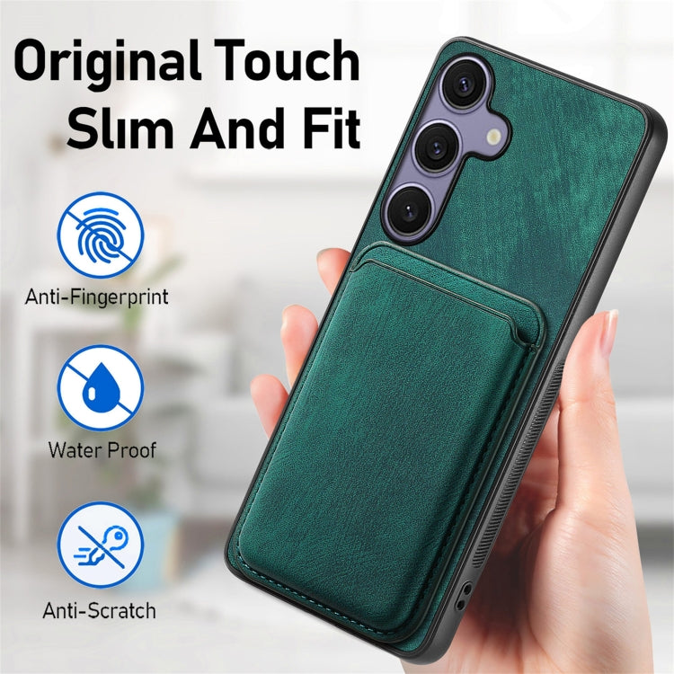 For Samsung Galaxy S25 5G Retro Leather Card Bag Magnetic Phone Case(Green)
