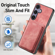 For Samsung Galaxy S25 5G Retro Leather Card Bag Magnetic Phone Case(Pink)