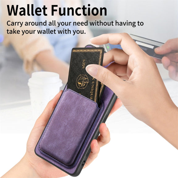 For Samsung Galaxy S25 5G Retro Leather Card Bag Magnetic Phone Case(Purple)