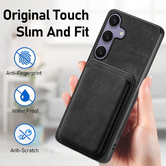 For Samsung Galaxy S25 5G Retro Leather Card Bag Magnetic Phone Case(Black)