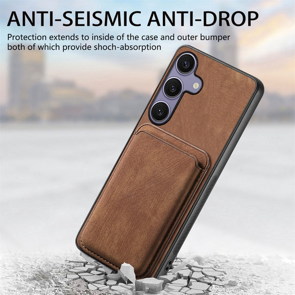 For Samsung Galaxy S25+ 5G Retro Leather Card Bag Magnetic Phone Case(Brown)
