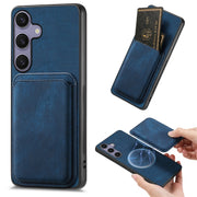 For Samsung Galaxy S25+ 5G Retro Leather Card Bag Magnetic Phone Case(Blue)