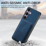 For Samsung Galaxy S25+ 5G Retro Leather Card Bag Magnetic Phone Case(Blue)