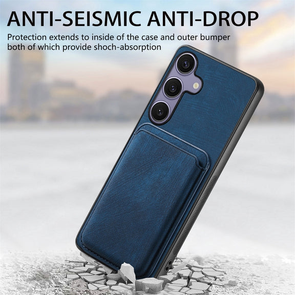 For Samsung Galaxy S25+ 5G Retro Leather Card Bag Magnetic Phone Case(Blue)