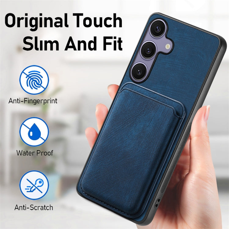 For Samsung Galaxy S25+ 5G Retro Leather Card Bag Magnetic Phone Case(Blue)