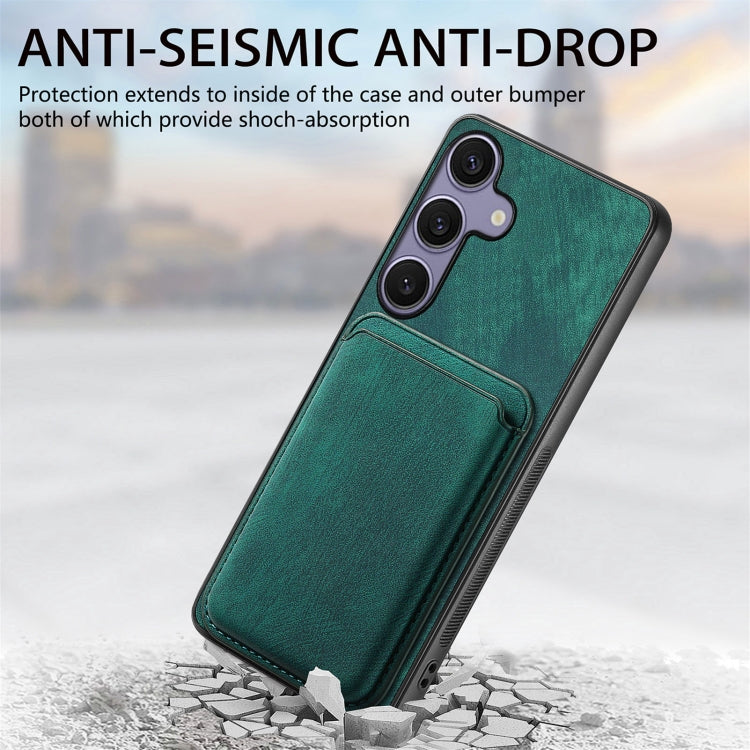 For Samsung Galaxy S25+ 5G Retro Leather Card Bag Magnetic Phone Case(Green)