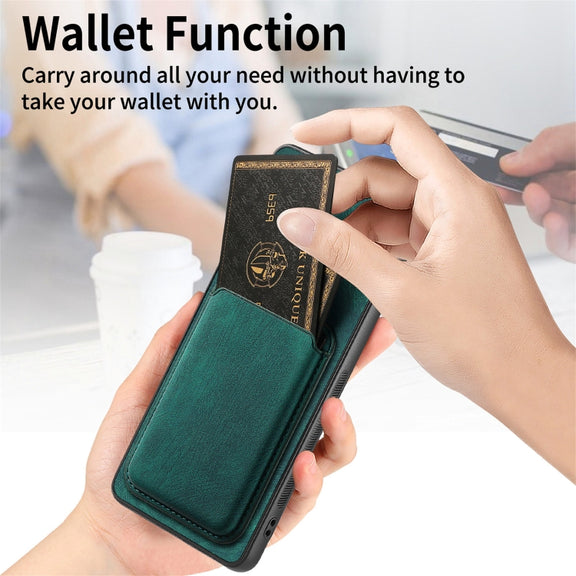For Samsung Galaxy S25+ 5G Retro Leather Card Bag Magnetic Phone Case(Green)