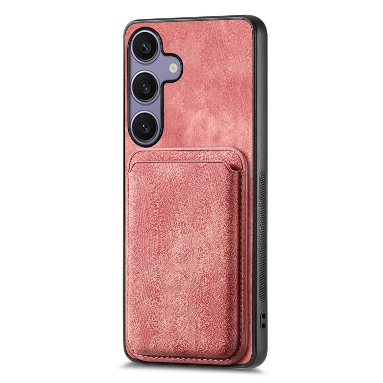 For Samsung Galaxy S25+ 5G Retro Leather Card Bag Magnetic Phone Case(Pink)