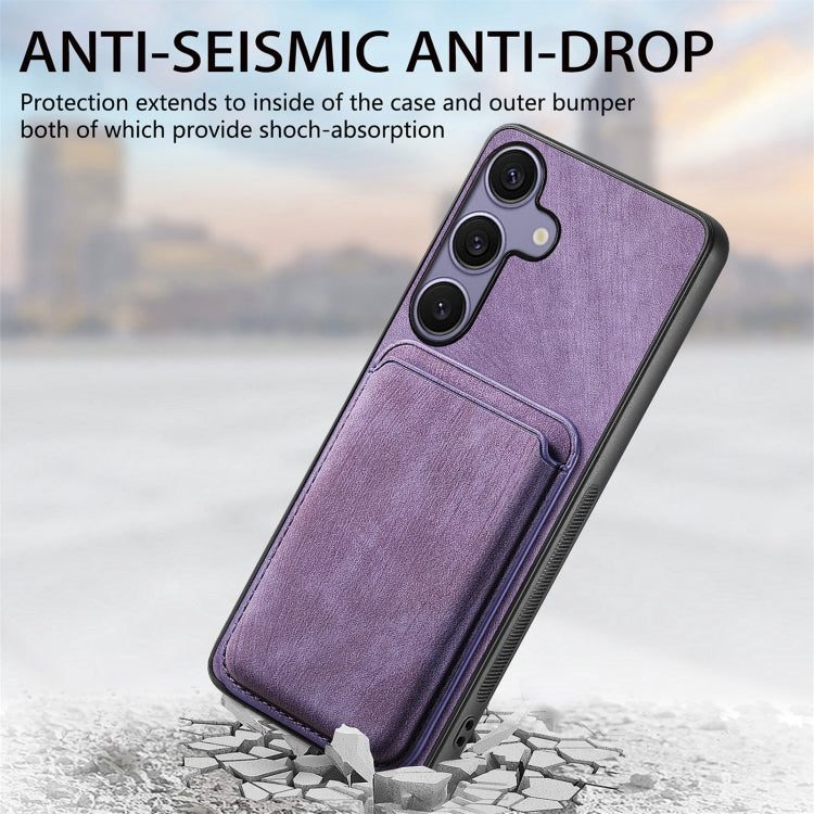 For Samsung Galaxy S25+ 5G Retro Leather Card Bag Magnetic Phone Case(Purple)
