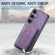 For Samsung Galaxy S25+ 5G Retro Leather Card Bag Magnetic Phone Case(Purple)