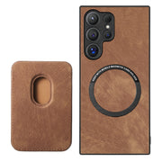 For Samsung Galaxy S25 Ultra 5G Retro Leather Card Bag Magnetic Phone Case(Brown)
