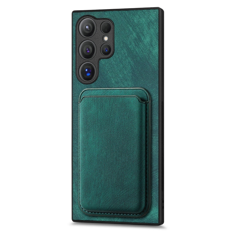 For Samsung Galaxy S25 Ultra 5G Retro Leather Card Bag Magnetic Phone Case(Green)