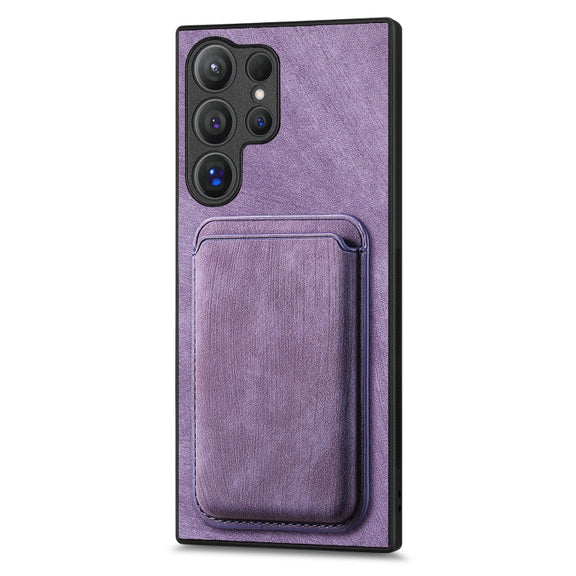 For Samsung Galaxy S25 Ultra 5G Retro Leather Card Bag Magnetic Phone Case(Purple)