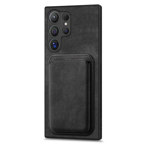 For Samsung Galaxy S25 Ultra 5G Retro Leather Card Bag Magnetic Phone Case(Black)