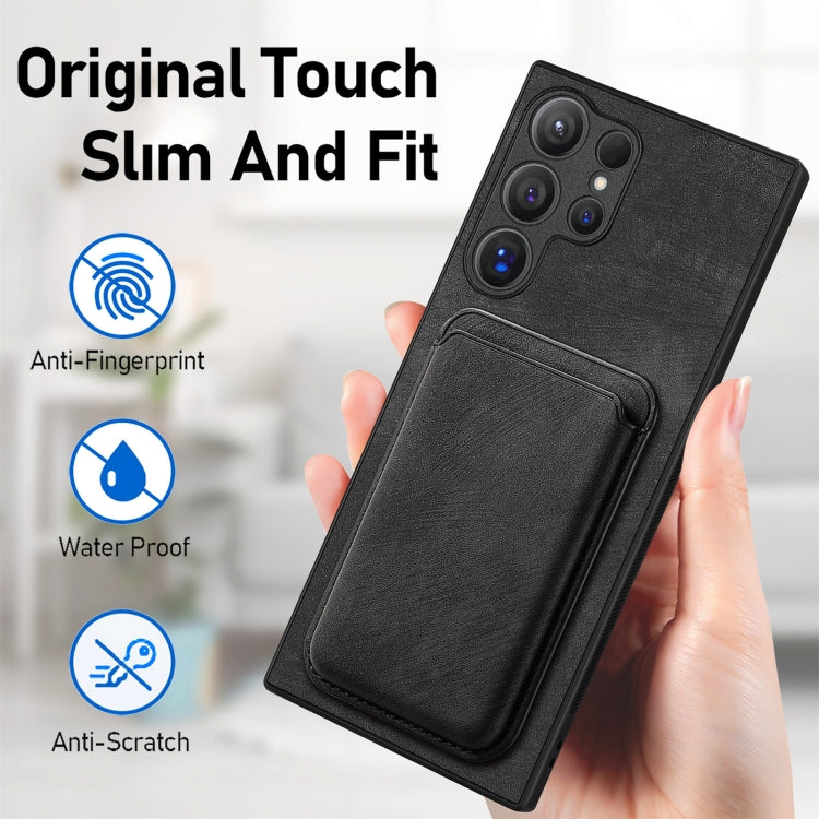 For Samsung Galaxy S25 Ultra 5G Retro Leather Card Bag Magnetic Phone Case(Black)