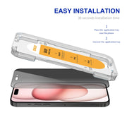 For iPhone 15 ENKAY Easy Install Anti-peeping Privacy Full Screen Tempered Glass Film